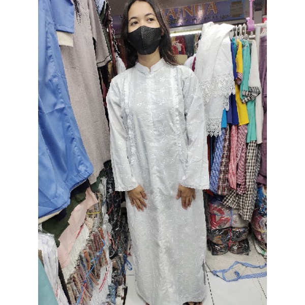 gamis ihram set bergo wanita full bordir