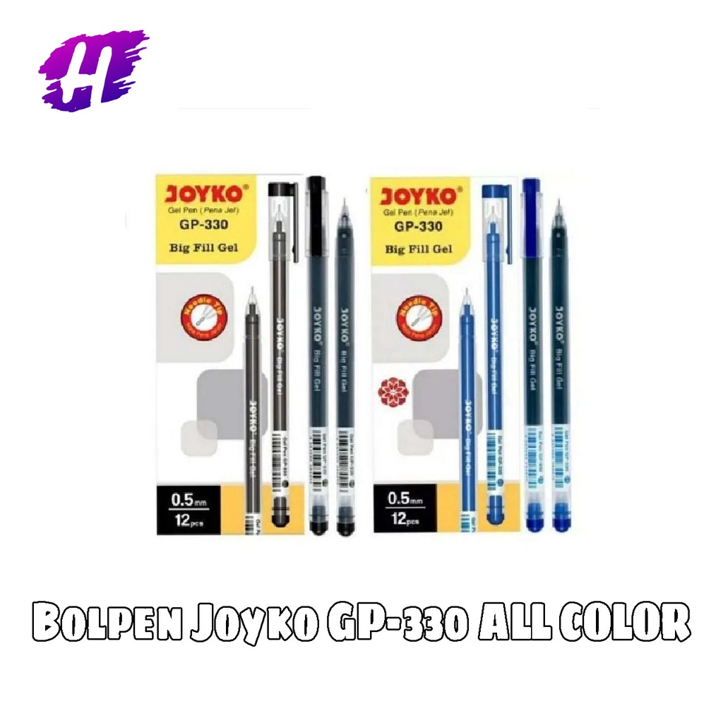 

❤️H2O❤️ Gel Pen Pulpen Pena Joyko GP-330 Big Fill Gel 0.5 mm HITAM