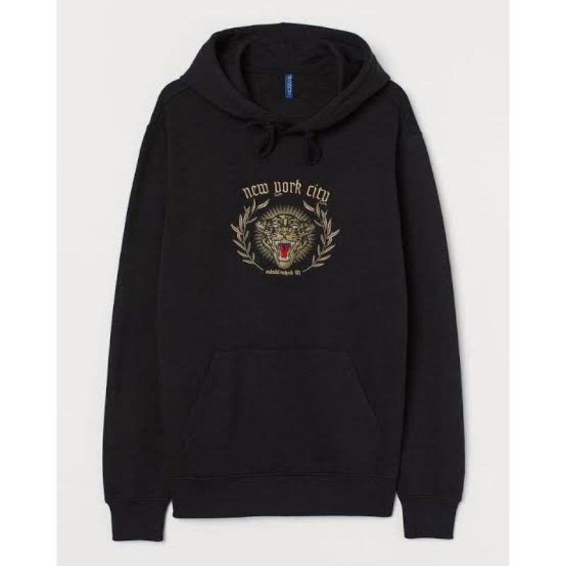 JAKET SWEATER HOODIE HNM H&M NEWYORK CITY TIGER BLACK PRIA/WANITA