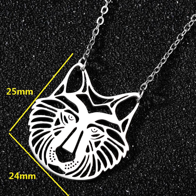 Kalung Rantai Klavikula Desain Singa guardian Bahan stainless steel