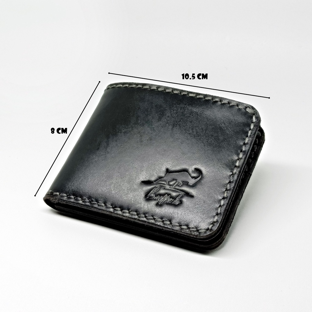 Buffalo Dompet Pria 100% FULL KULIT Asli Model Lipat Handmade Classic Vintage Black