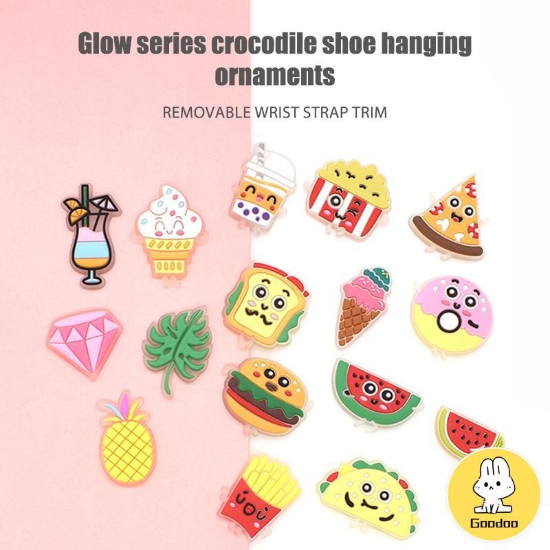 Charms Pin Korea Bahan Pvc Glow In The Dark Desain Makanan Untuk Aksesoris Charms Fashion -Doo