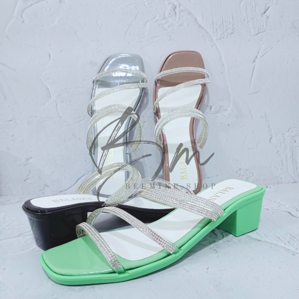 Sandal Hak Tahu / Heels Tali Glitter Wanita Balance 4 cm 0212-3A