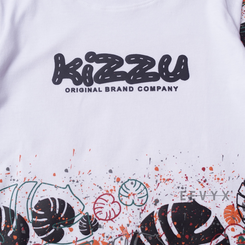 Kizzu Baju Kaos Distro Anak Laki Laki Umur 1-12 Tahun Bahan Cotton - White Leaf - Eevyx Store