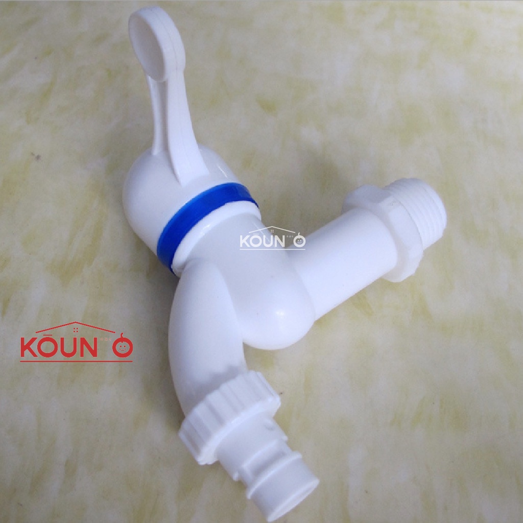 Kran Air Plastik Kamar Mandi Bahan Plastik PVC 1/2 inch Model Engkol Kran Air Cuci Piring