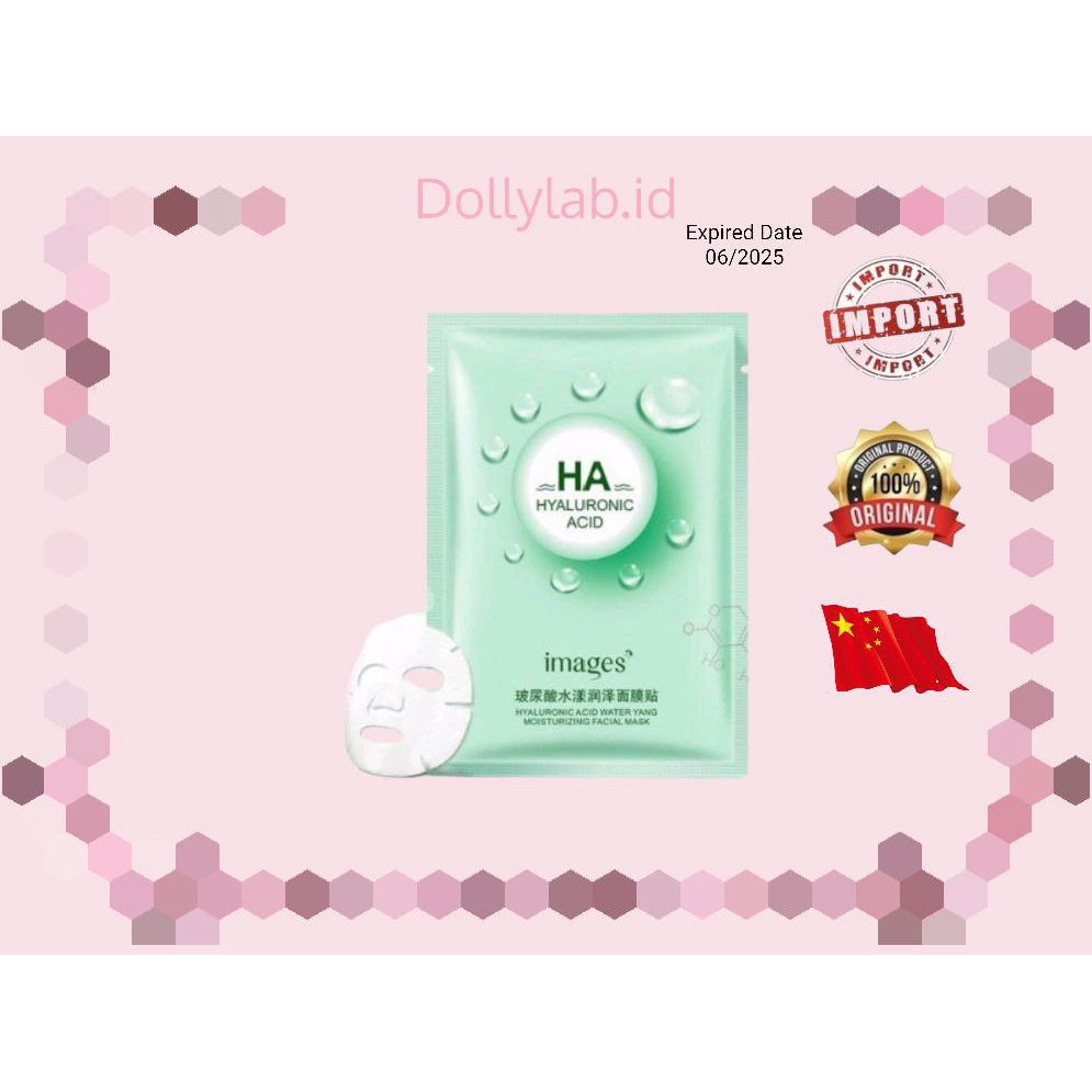 IMAGES HA Hyaluronic Acid Facial Mask Sheet Masker Wajah Moisturizing Pelembab IM003