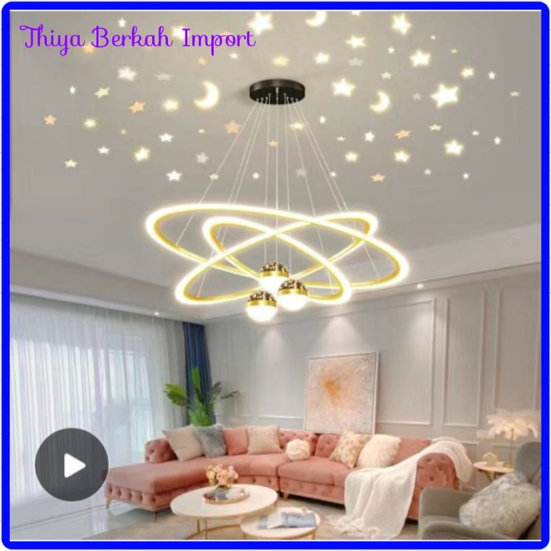 Berkah Import Lampu gantung ruang tamu 2022 baru modern minimalis suasana starry hall lamp light kamar tidur mewah starry sky lamp package