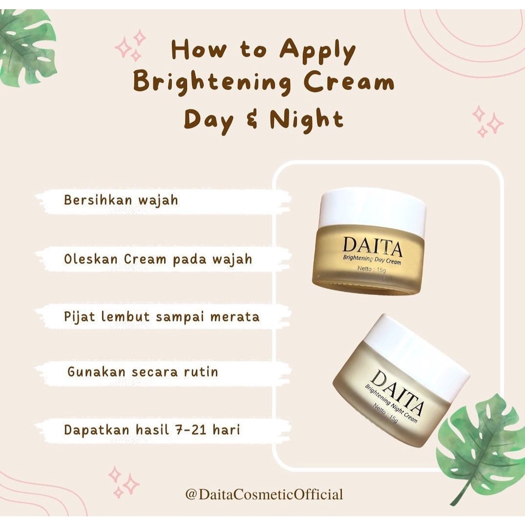 Daita Brightening Series - Facial Foam / Day Cream / Night Cream - Sabun &amp; Krim Pencerah Wajah