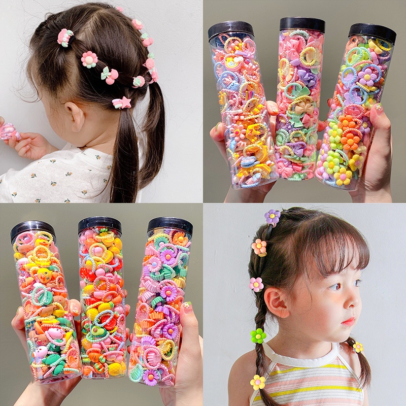 10 / 20Pcs / Set Ikat Rambut Ponytail Elastis Bahan Karet Gaya Korea Untuk Bayi Perempuan