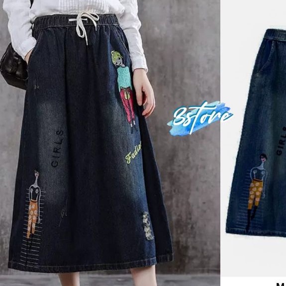 BEIBY SKIRT (ROK JEANS BORDIR GIRLS) | GIRLS SKIRT OUTFIT REMAJA OOTD KEKINIAN