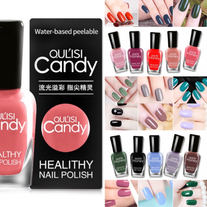 OULISI Halal Kutek Peel Off Candy Honey Nail Polish Tahan Lama Aplikasi Mudah KU038