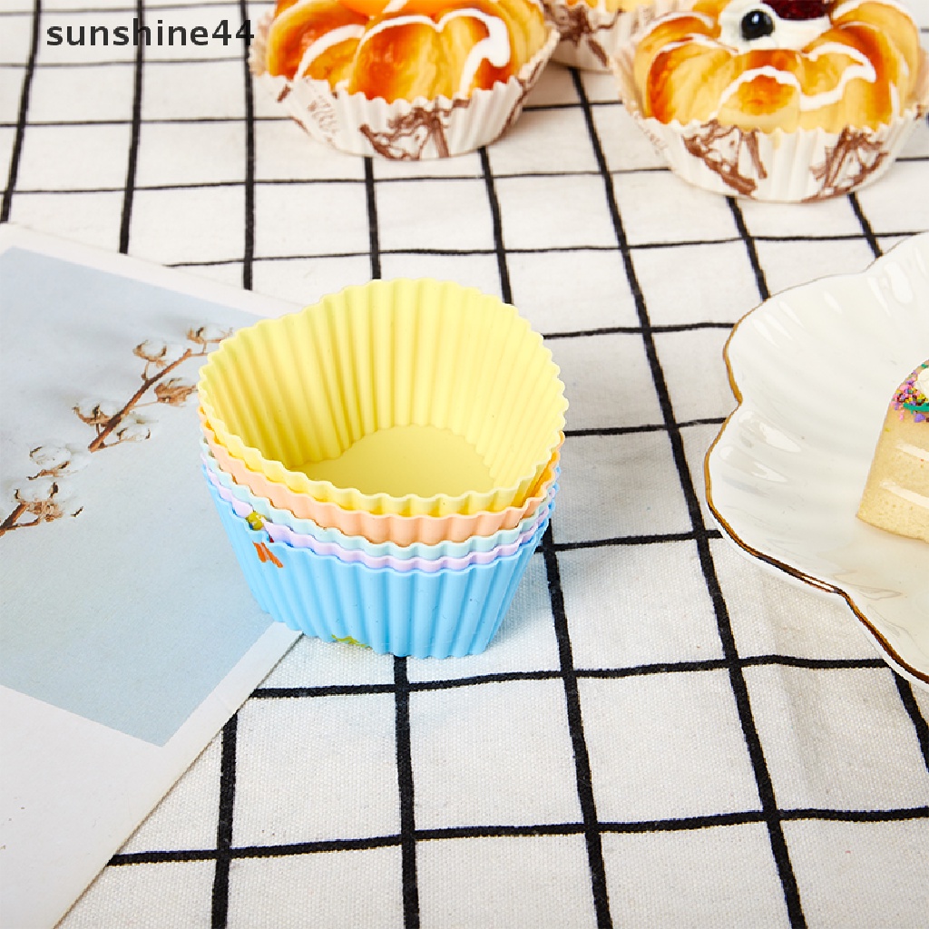 Sunshine 5PCS Cetakan Kue Muffin / Puding Bahan Silikon