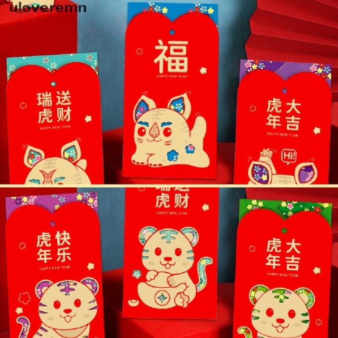 

Uloveremn 6pcs Amplop Angpao Motif Kartun Macan Untuk Tahun Baru Imlek