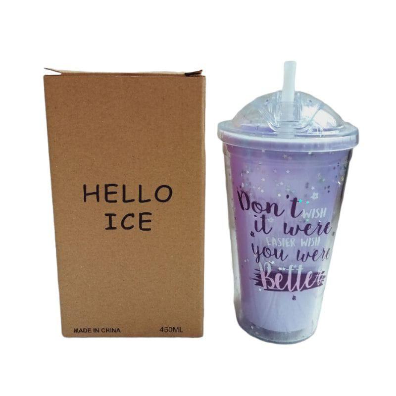 Botol Glitter Tumbler Cups Blink Gelas Botol Minum Air Sedotan 450ml