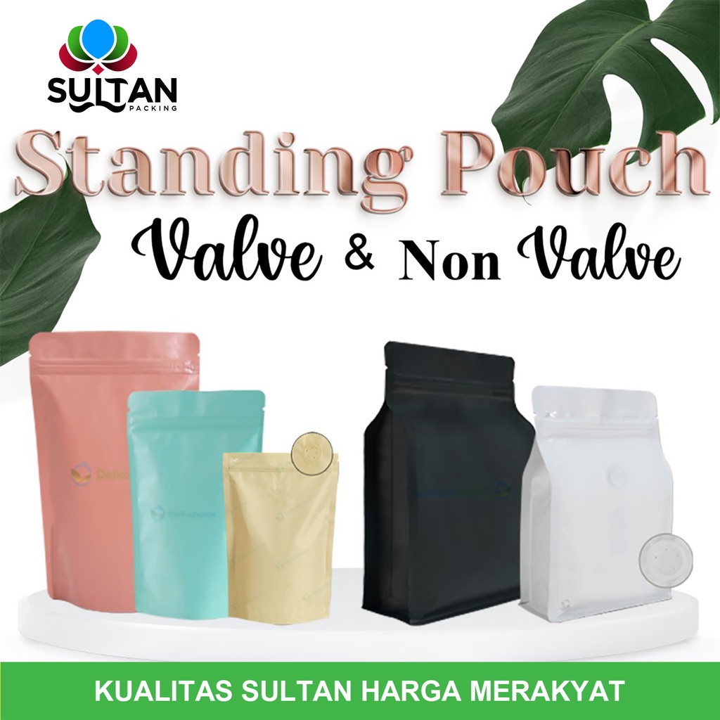 Standing Pouch VARIAN VALVE & NON VALVE FOIL Plastik Klip DELKOCHOICE
