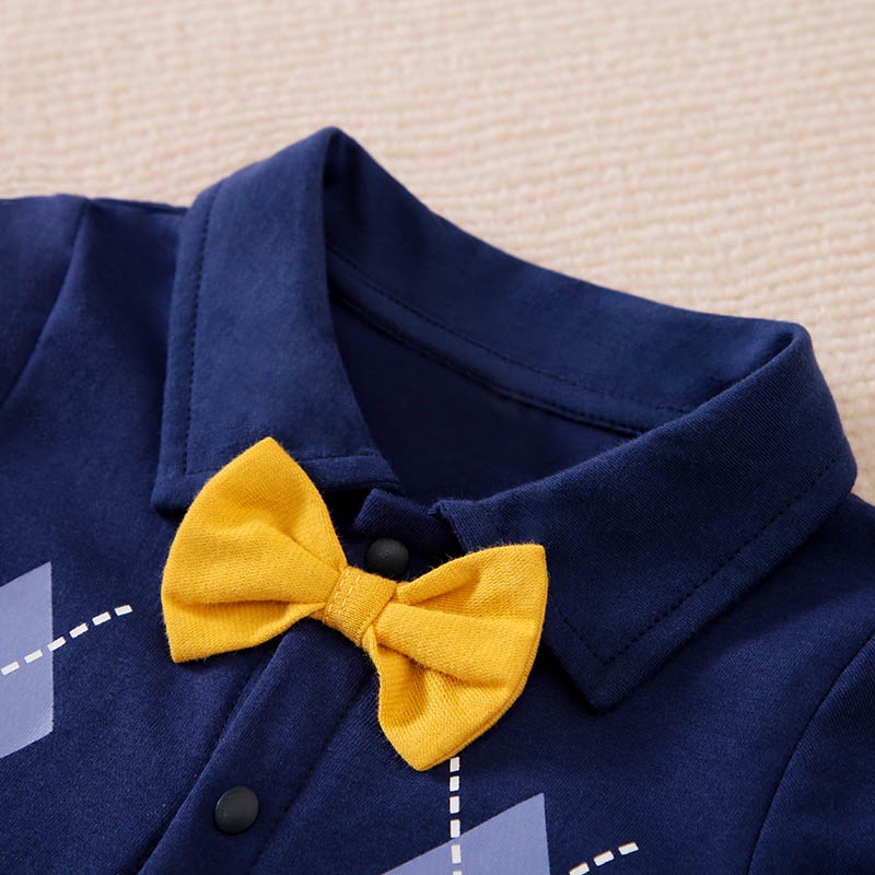 COD- Jumper anak laki laki lengan pendek TUXEDO Navy &amp; Cream / jumper baby lucu usia 0-2 tahun