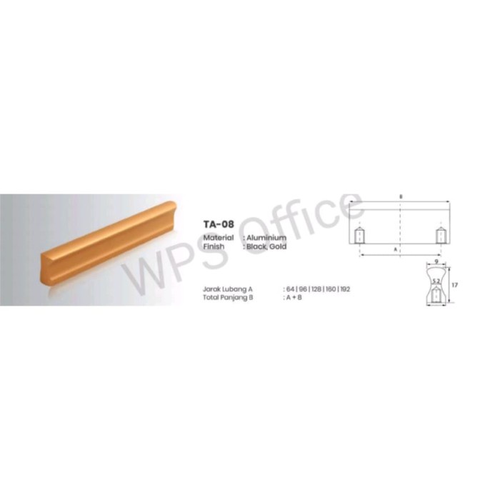 Handle Aluminium Pegangan Laci Lemari Mebel Kitchen Set TA-08 Huben