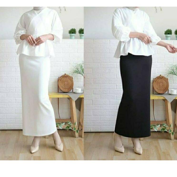 "LHM.18Oc22c" Rok Span Scuba Polos Maxi Skirt| Rok Wanita