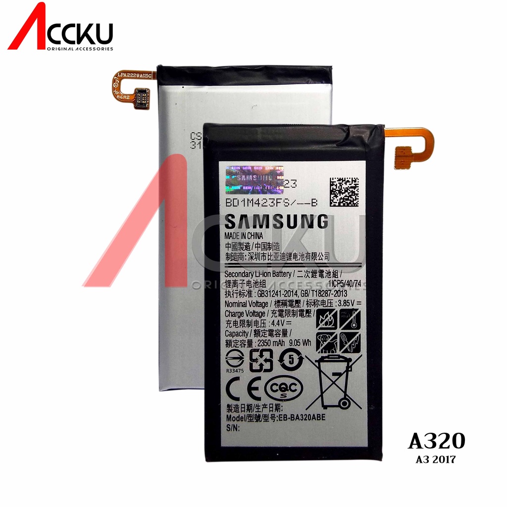 A3 2017 100%Baterai Samsung GalaxyA3 2017 - EB-BA320ABEBatterySamsung GalaxyA3 2019