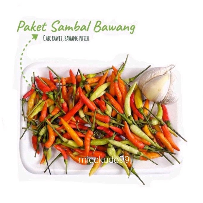 

PAKET SAMBAL BAWANG PRAKTIS SAMBEL CABE RAWIT BAWANG PUTIH SEGAR FRESH