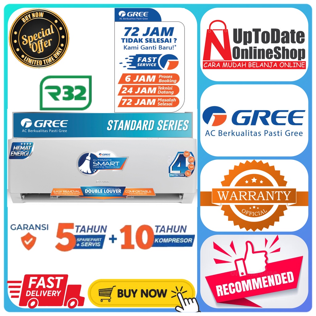 GREE AC STANDARD 2 PK GWC-18MOO5S GWC18MOO5A GWC18MOO FROZEN POWER COOLING AC GREE 2PK SUPER LOW WAT