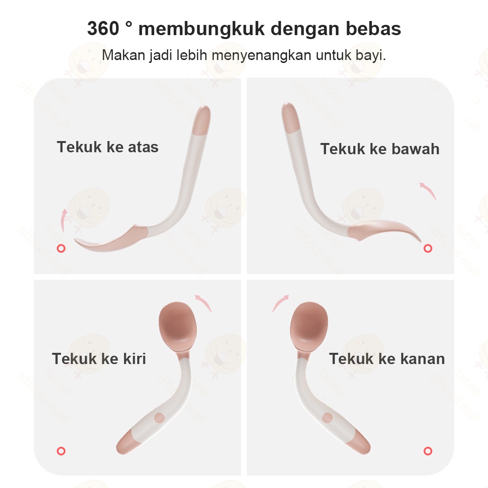 Lacoo Set sendok garpu makan bayi flexible Mpasi peralatan Makan Bayi silicone alat makan bayi dengan Kotak