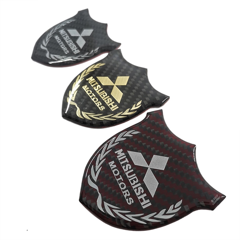 1pc Stiker Emblem Logo MITSUBISHI Bahan Karbon Fiber Untuk Dekorasi Jendela Samping Mobil MITSUBISHI