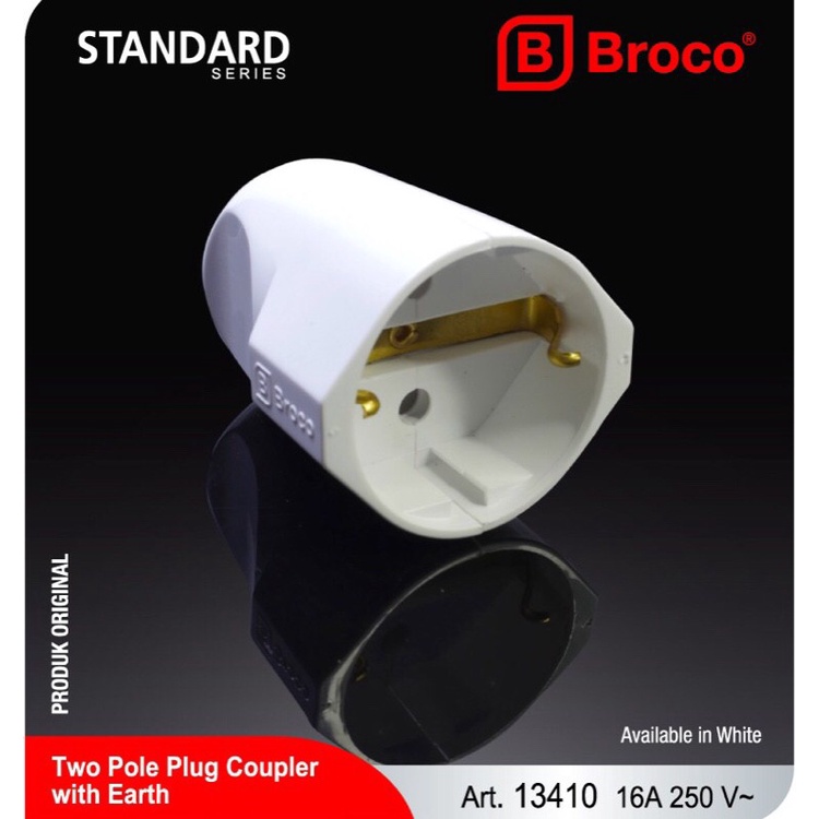 BROCO 13410 Colokan Listrik Betina Kontra Steker Arde Putih New Gee Female Coupler untuk Hidroponik 