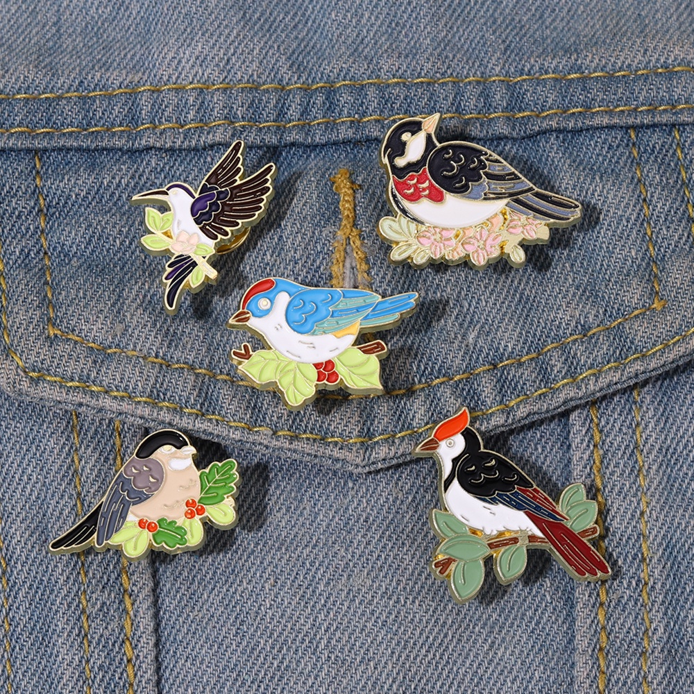 Bros Pin Enamel Bentuk Kartun Burung Pelatuk Warna-Warni Untuk Hadiah Teman