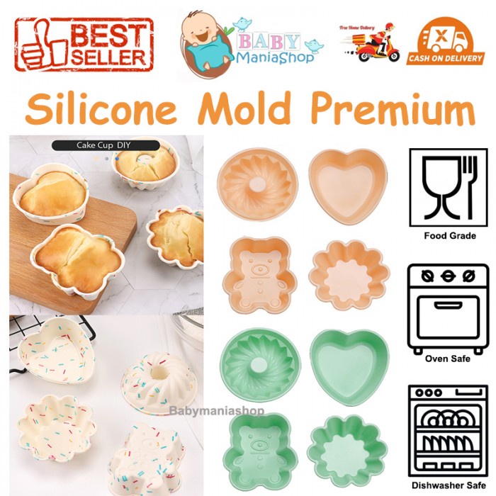 Cetakan Silikon Cupcake Bunga Ulir Hati Silicone Mold Premium Love Swirl Heart Oven Safe Babymaniashop