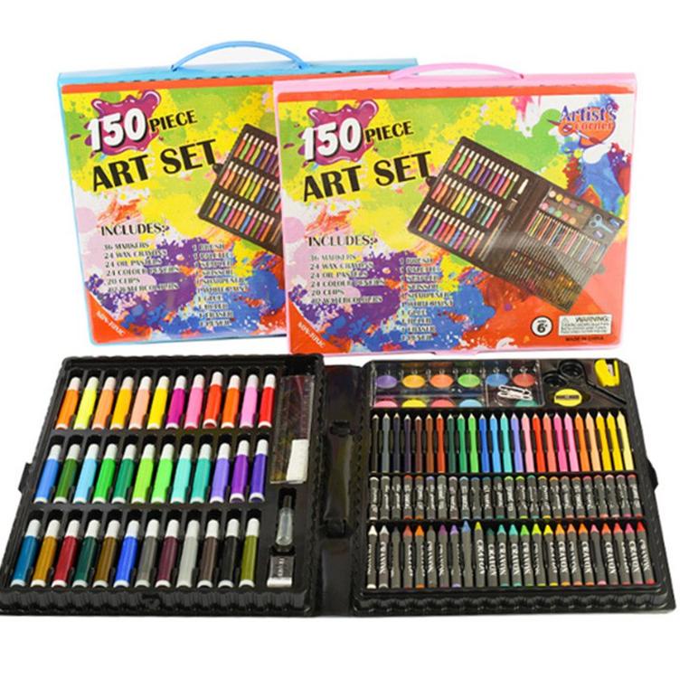 

(PROMO KLY82) Homeeasy Oil Pastel Crayon & pena cat air & sikat minyak 150 Macam Warna Set 150 Buah Set Kuas Lengkap Travel Kit - CP4 ✺