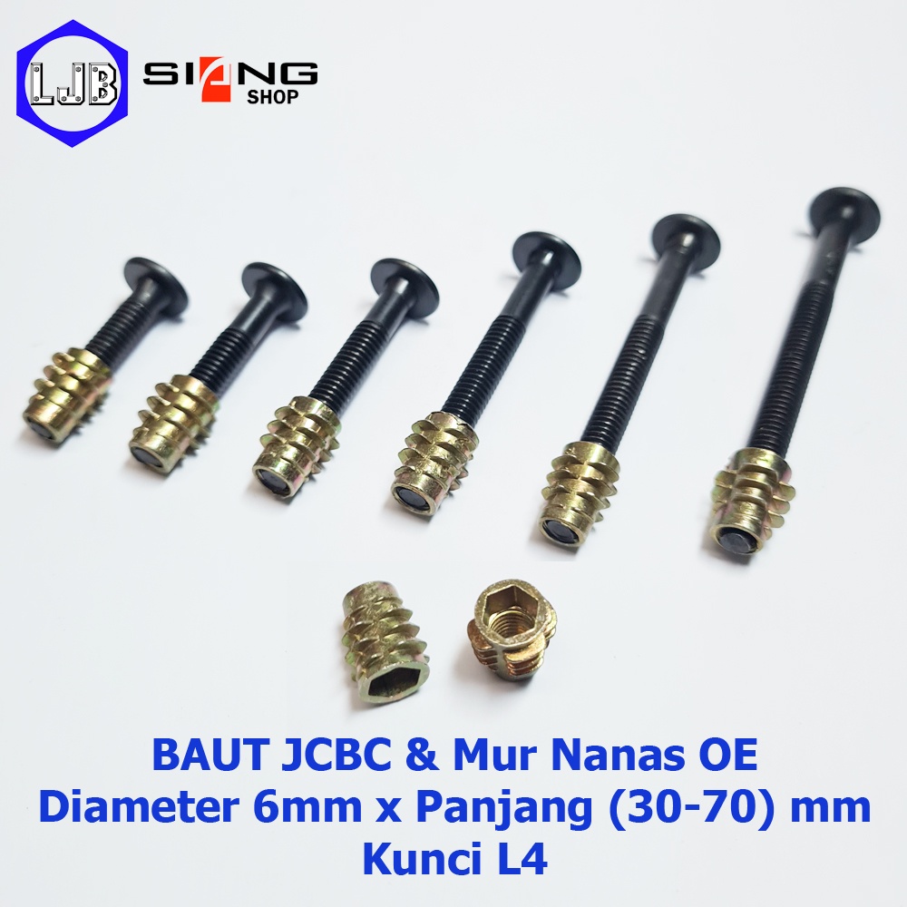 Baut JCBC M6 panjang 3 sd 7 cm dan Mur Nanas OE (13mm) Furniture, Dipan, Knockdown dll