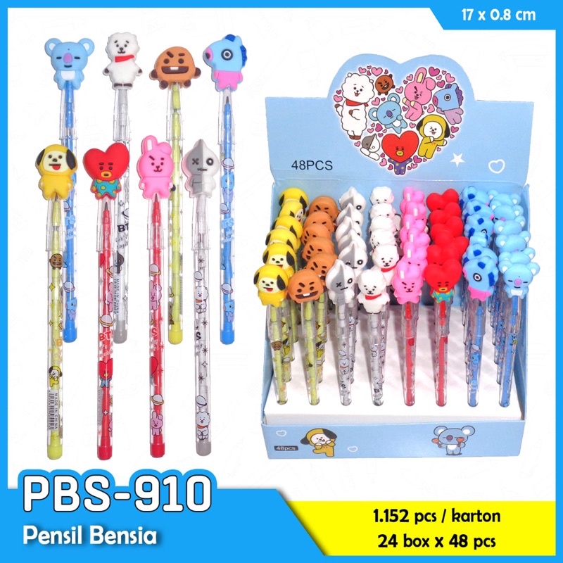 

(4pcs) PENSIL LANTU BENSIA KARAKTER BTS BT21 SUPERHERO HK/pensil susun bensia