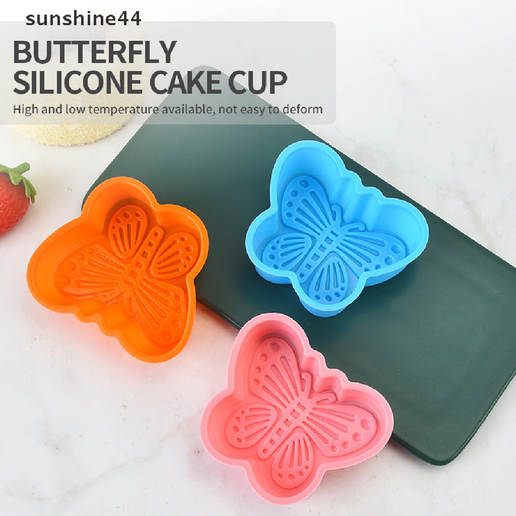 Sunshine 4Pcs Cetakan Kue / Cupcake Bentuk Kupu-Kupu Bahan Silikon