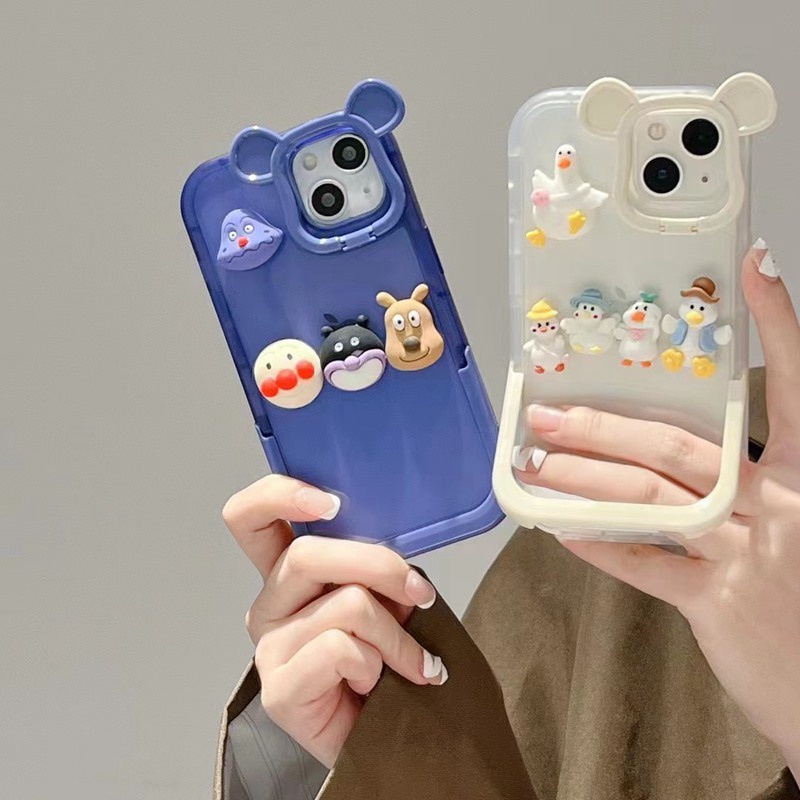 Casing Soft Case IPhone XS Max XR 11 12 13 14 Pro Max 14 pLUS 7 + 8 + Aksen Boneka 3D Untuk Wanita