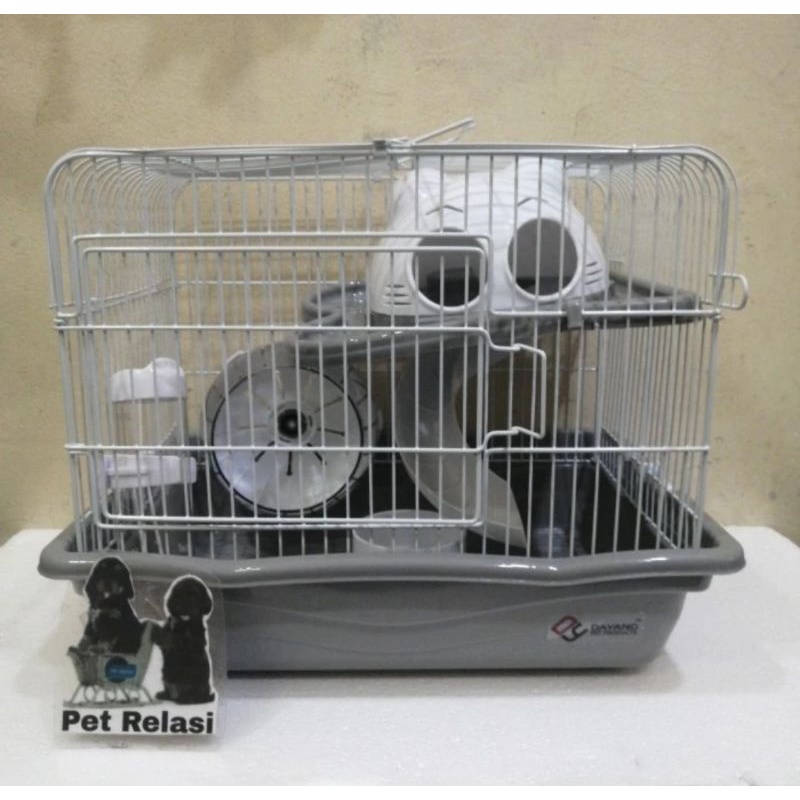 Kandang Hamster Minimalis Fullset Dayang Cage M010 Dua Tingkat