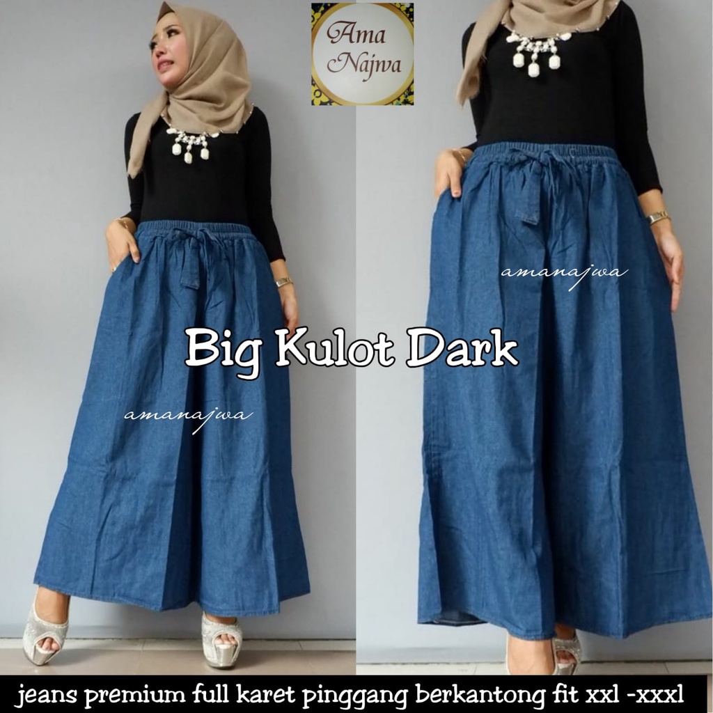 GRACIA SET SETELAN MONA TUNIK JEANS DAN KULOT JUMBO NAVY ONE SET BR