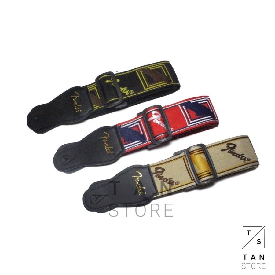 Strap Gitar Fender / Sabuk Gitar Elektrik Akustik Original Import - Cokelat