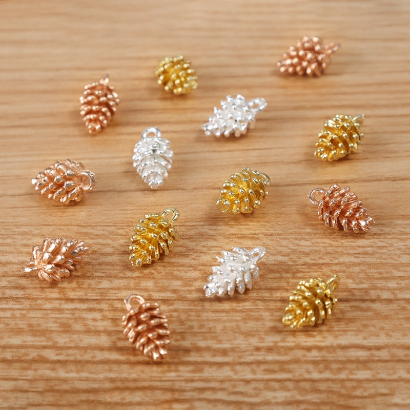 10 Pcs Perhiasan Logam Buatan Tangan DIY Membuat Aksesoris Multicolor Indah Pinus Kerucut DIY Charms Liontin Fashion Sederhana Untuk Gelang Kalung Anting