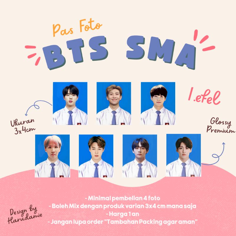 PAS FOTO BTS SMA 3X4 CM