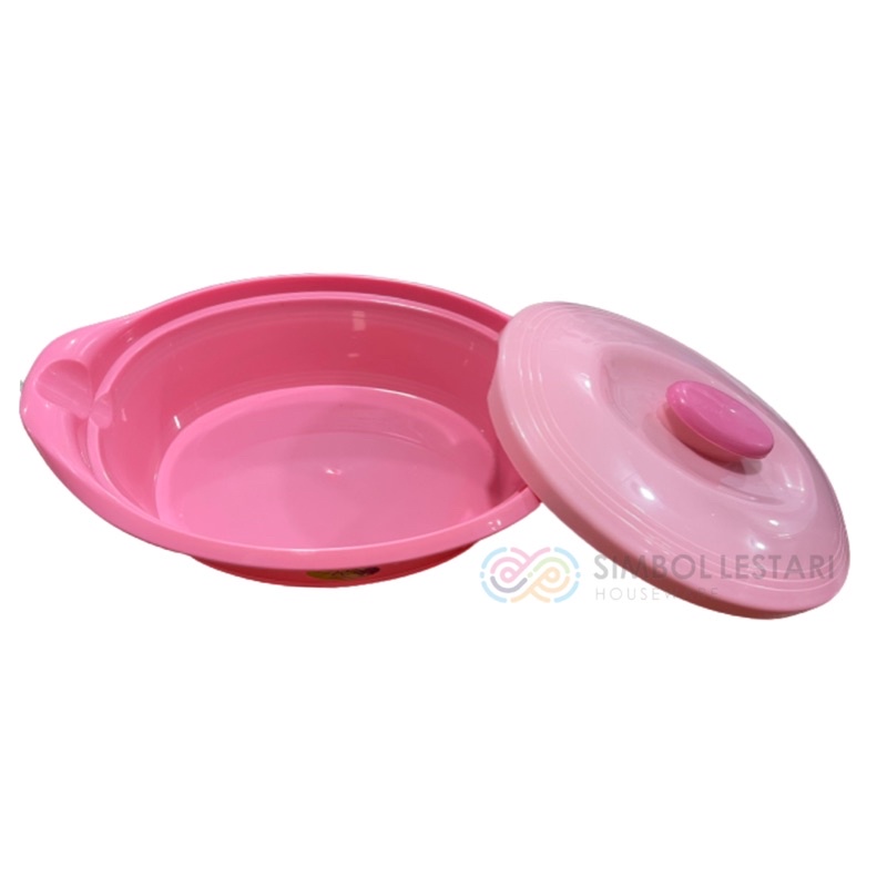 Basi Tutup Oval Pink AR / Tempat Sayur Plastik Tebal / Wadah Prasmanan Plastik