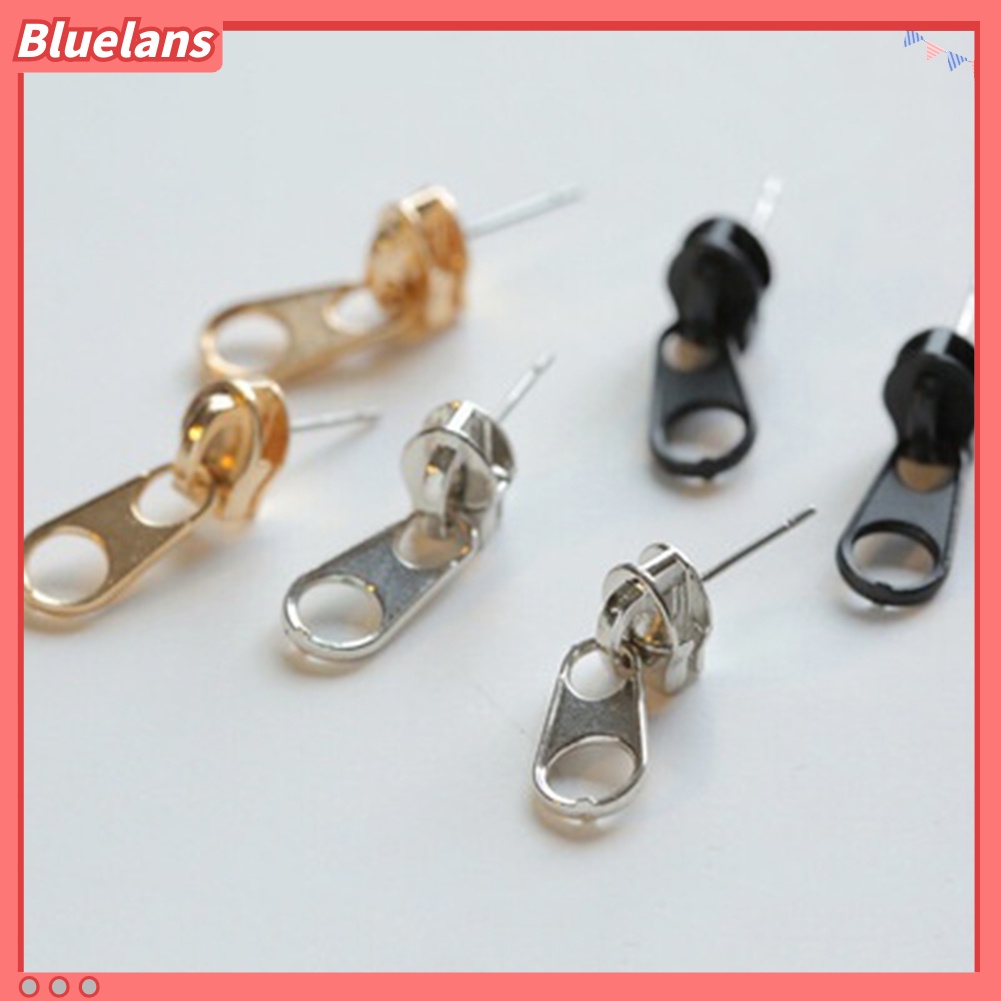 Bluelans Creative Metal Zipper Ear Studs Earrings Punk Rock Women Jewelry Birthday Gift