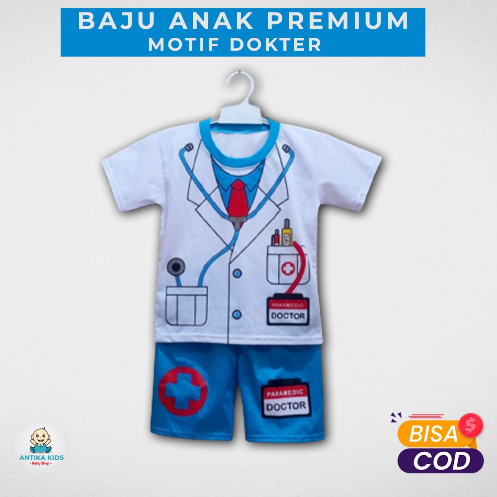 Baju Kaos Atasan Anak Laki Laki Perempuan Karakter Dokter Murah Umur 2-10 Tahun
