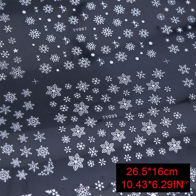12 Lembar Stiker Kuku Desain Snowflake Natal 3D Untuk Dekorasi Nail Art