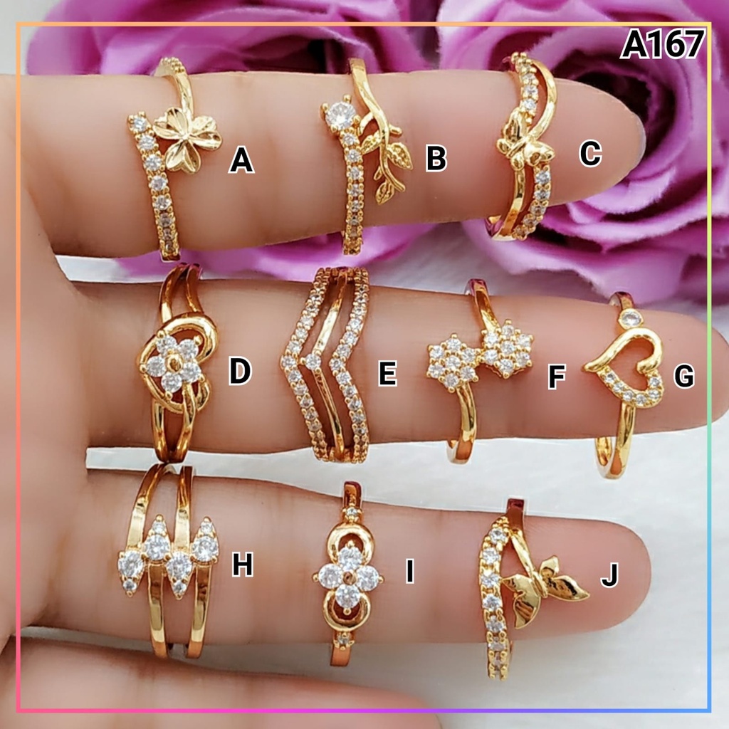Cincin xuping cincin dewasa spiral daun permata perhiasan lapis emas gold A167
