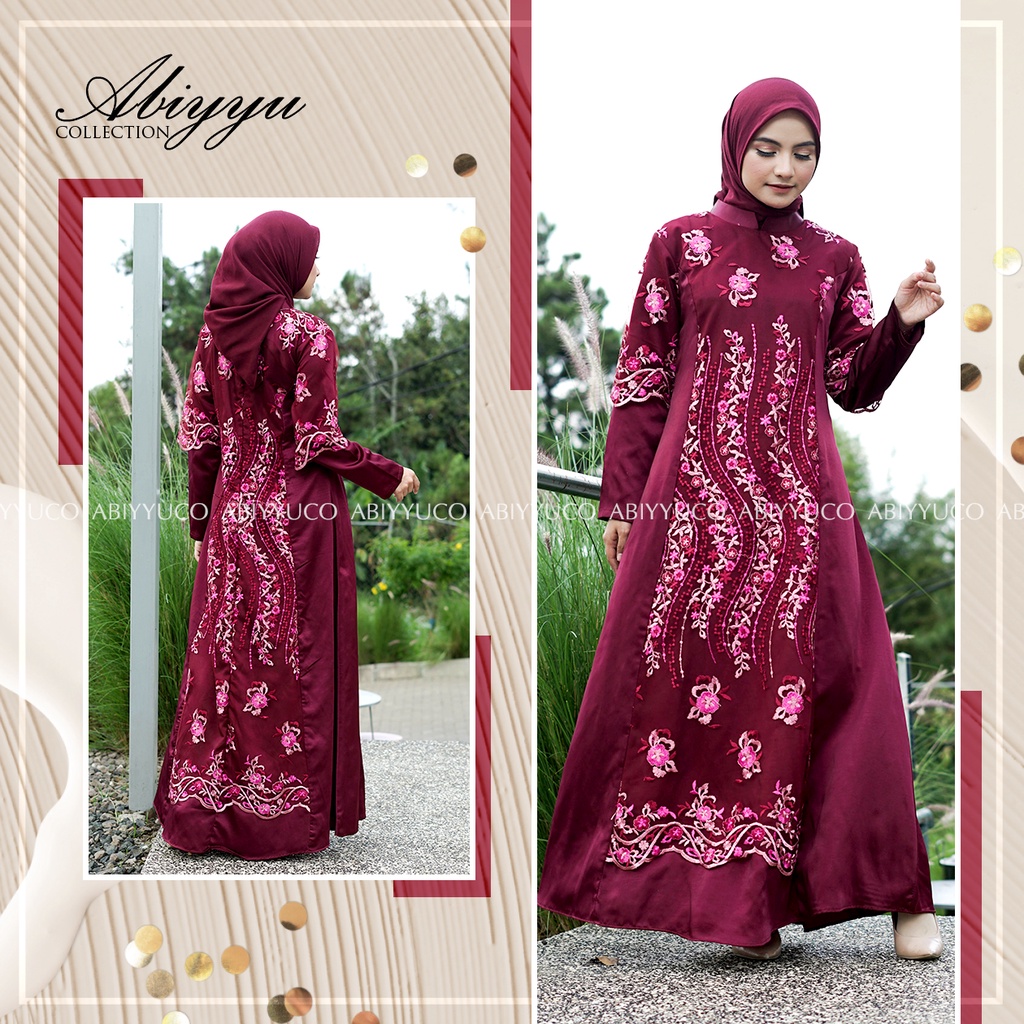 Abiyyuco TA9018 | Gamis Brokat Tile Mewah Dress Brukat Kondangan Wisuda