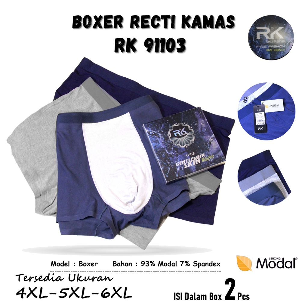 Celana Dalam Boxer Pria RECTI KAMAS RK 91103 JUMBO Isi 2 Pcs