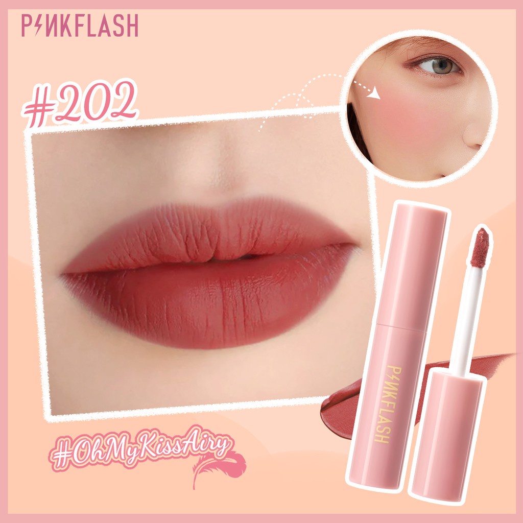 PINKFLASH OhMyKissAiry Kosmetik Kiss Air Soft and Comfortable Matte Liquid Lipstick Perawatan Bibir Pelembab Make Up