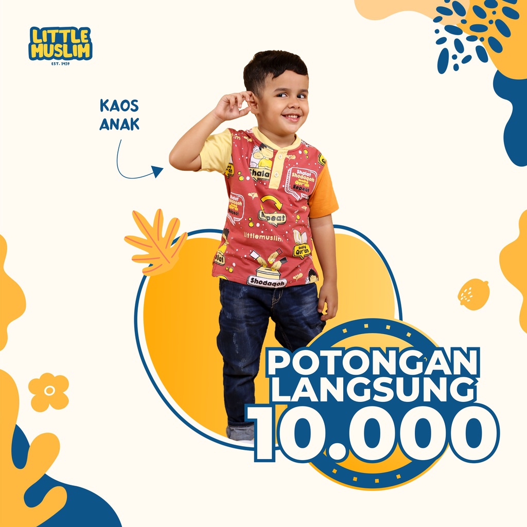 Littlemuslim Kaos Anak - "Shalat Repeat" Red Blush