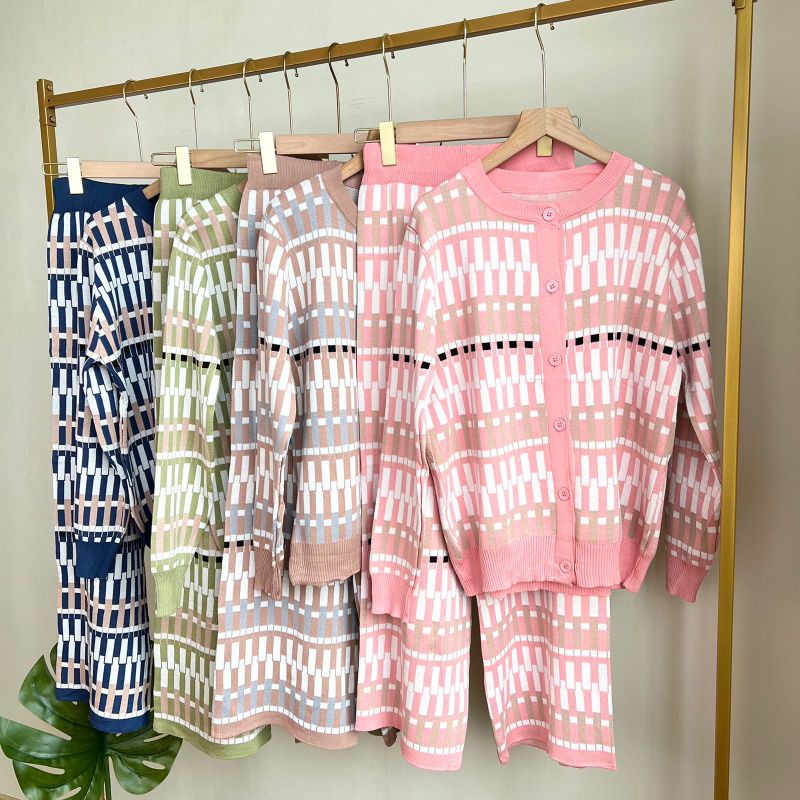 ONE SET RAJUT IMPORT ORI SETELAN KULOT BANGKOK SETELAN CARDIGAN RAJUT SETELAN OUTER